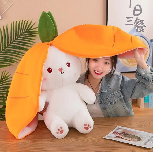 Peluche Conejo Frutal Zanahoria Fresa Orejas Reversible 65cm