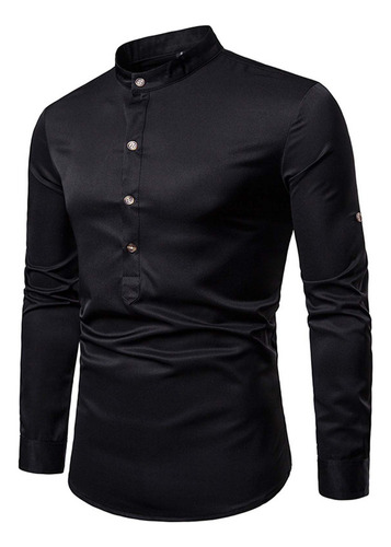 Jersey Liso Con Cuello Alto Y Manga Variable Para Hombre, Lo