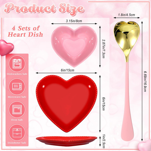 Nitial 12 Pcs Bowl Cazón Tazón En Forma De Corazón Lindo Taz