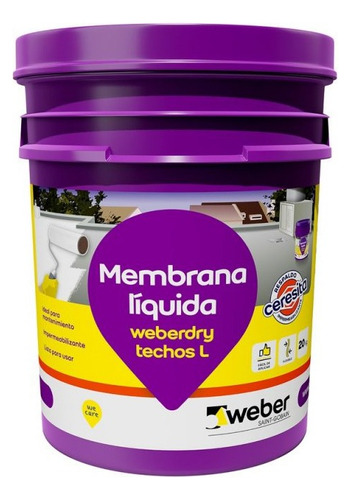 Membrana Líquida Techos L Weberdry Weber 20kg