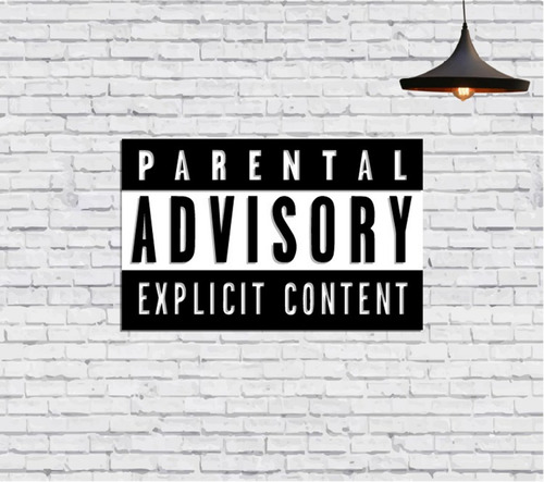 Cuadro Parental Advisory Explicit Content Madera Calada 3d