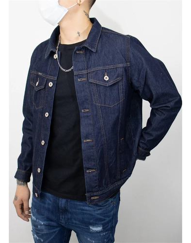 Campera Jeans Hombre Azul Rígida Oversize Relax 