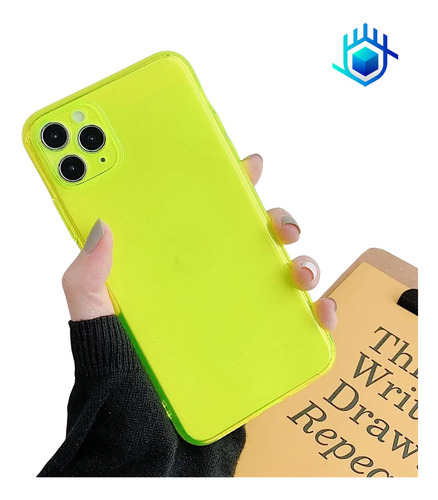 Imagen 4 de 7 de Funda Para iPhone Goma Neon Airbag Resistente Mujer Hombre