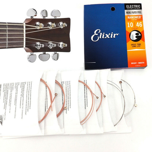 Cuerdas De Guitarra Eléctrica 10-46 Elixir 12052 Cuerdas