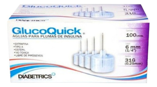 Agujas Pluma Insulina Glucoquick 31g*6mm X100 Unid