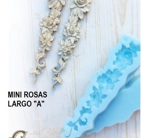Molde De Silicona Craquelina Mini Rosa Largo A 9×2 Cm