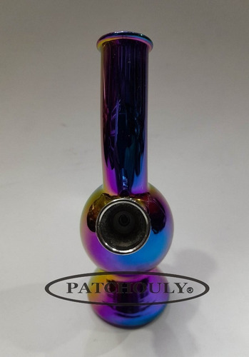 Imagen 3 de 5 de Bong Pipa Agua Tornasolado Mini 12 Cm Metal Vidrio Lavable
