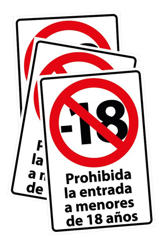 Cartel Prohibido Ingresar A Menores De 18 Años - 30x20cm