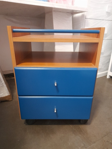 Imagen 2 de 6 de Mesa De Luz Cajonera Con Ruedas Modulo Rodante Enchapado Laq