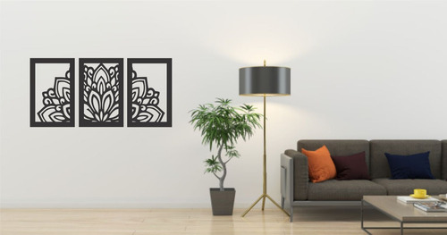 Cuadro Mandala Corte Láser 50x90 Cm Negro Negro