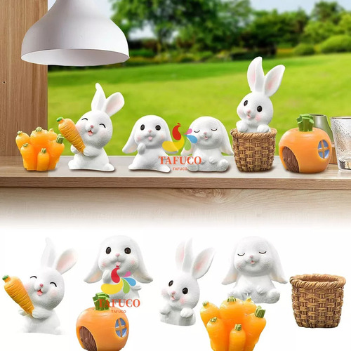 Fe 7 Piezas De Muñecas De Conejo En Miniatura De Jardín De