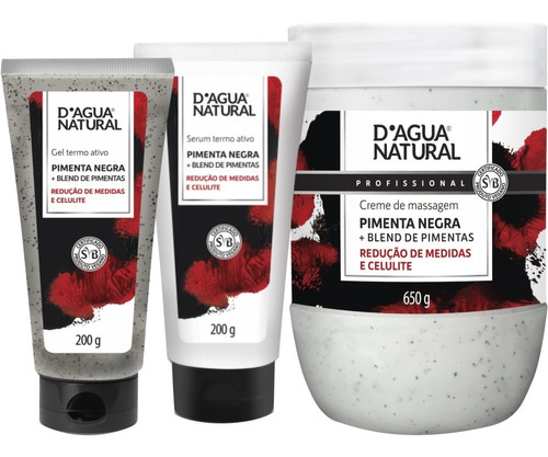  Kit Massoterapia Creme Gel Serum Pimenta Negra Dagua Natural