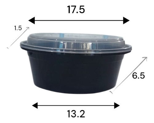 Contenedor Desechable Para Ensalada Alimentos Mcc 32oz 25 Pz Negro Con Blanco Circular