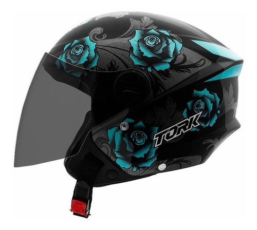 Capacete para moto Pro Tork Protork Flores Capacete  New Liberty 3 Elite Flowers  azul fosco tamanho 56 