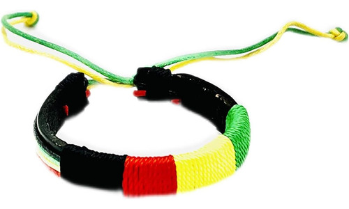 Shophaven Pulsera De Cuero Reggae Con Color Rasta - Pulsera 