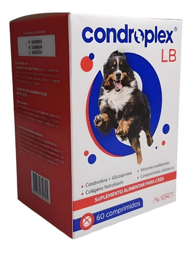 Condroplex Lb 120g 60 Comp Suplemento Cães Grandes Avert