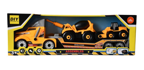 Imagen 2 de 2 de Tractomula Con 2 Carros De Construcción Juguete Desarmable
