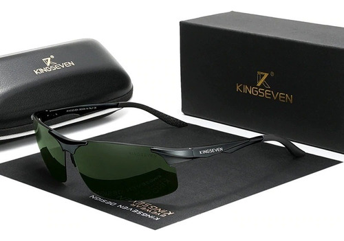 Óculos De Sol Kingseven Masculino Polarizado Uv400 Luxuoso Cor Marrom-escuro Cor da armação Marrom