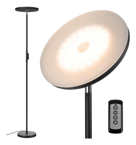 Lámpara De Pie Joofo 30w Luz Led 2400lm Moderna Negra Color De La Pantalla Color De La Estructura