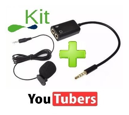 Kit Microfone De Lapela + Adaptador Para Celular Smartphone