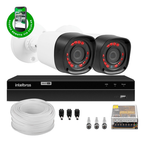 Sistema De Monitoramento Cftv 2 Camera Dvr 4 Ch