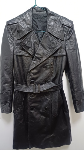 7k Casaca Larga Sobretodo Cuero Natural Talla S Vintage (Usado)