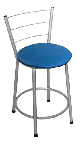 Banqueta Italia Baixa Assento 48cm - Fortmix Acabamento Da Estrutura Prata Cor Azul