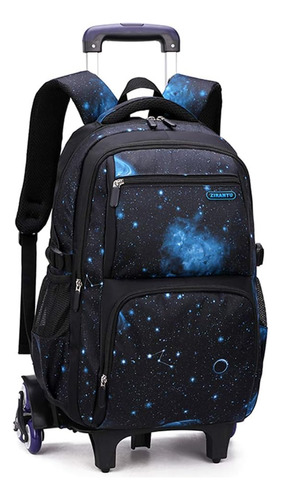 Galaxy-print Rolling-backpack Boys-bookbag On Wheels, Galaxy