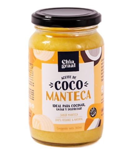 Aceite De Coco Chia Graal Sabor Manteca 360 Ml