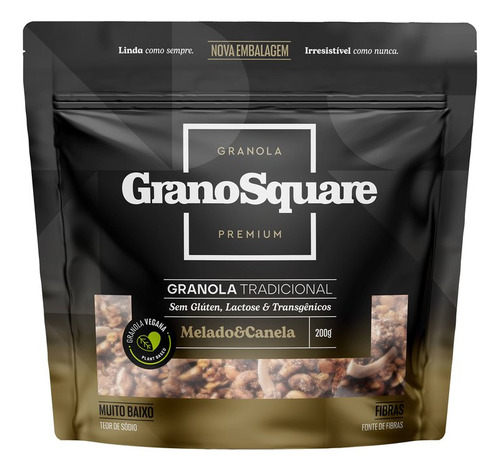 Granola Grano Square Vegana Tradicional Melado & Canela 200g