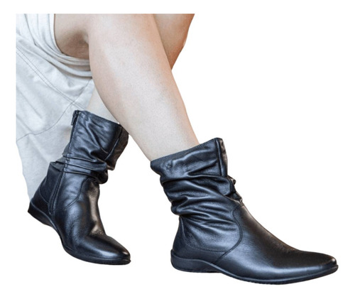 Bota Perlatto Casual Feminina Modelo Básico Cano Franzino