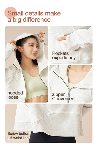 Sudadera Deportiva Con Capucha Y Cremallera Yoga Para Mujer