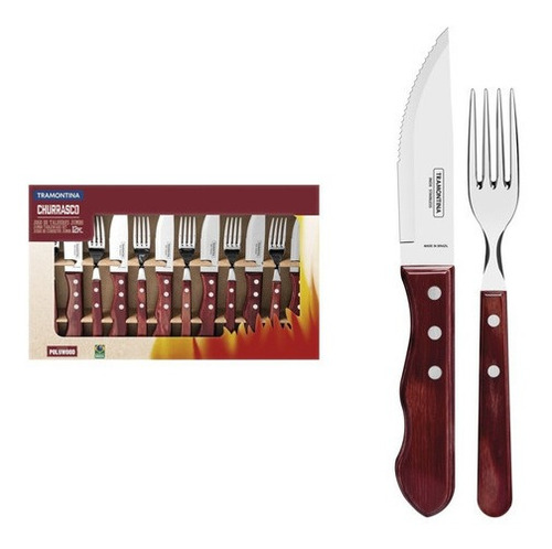 Juego Para Asado Jumbo Polywood Rojo 12 Piezas Tramontina LG