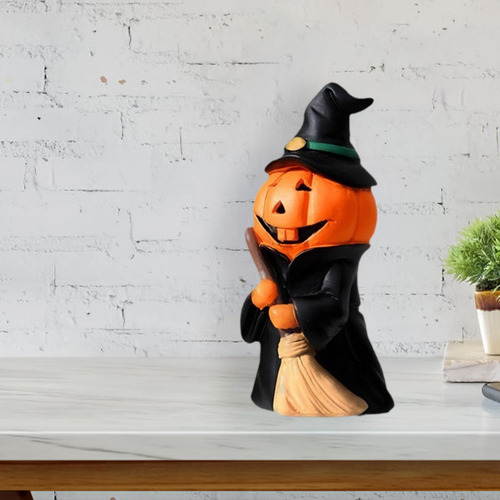 Figura De Calabaza En Miniatura Escoba Del Hombre Calabaza