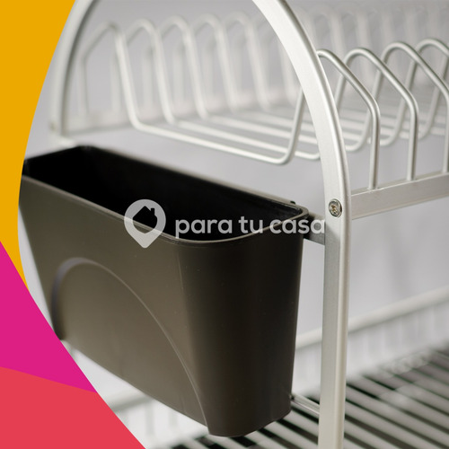 Imagen 2 de 10 de Secaplatos Escurridor Platos Y Cubiertos Aluminio 2 Niveles