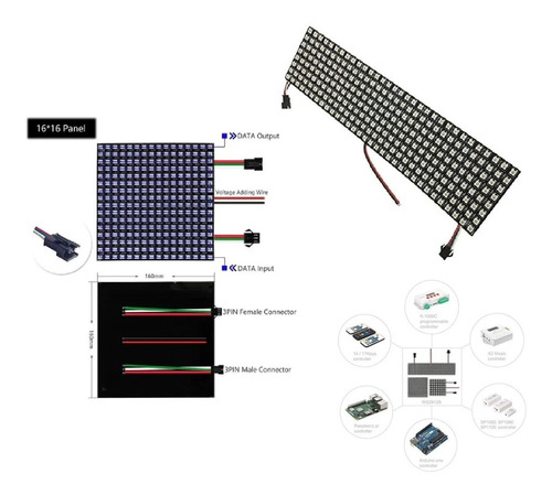 Matriz Panel 256 Leds Rgb Ws2812b 32x8 Flexible Esp32 Pixel