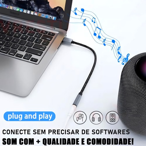 Placa De Som Usb P2/3 Fone Microfone Pc Notebook Dell