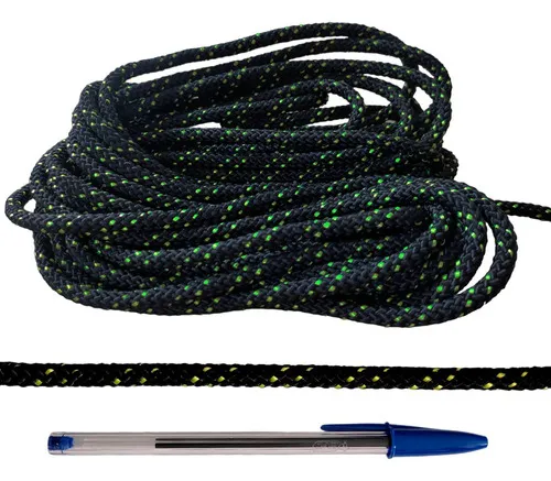 Cuerda semiestática de 100 metros, 8 mm, Cordelete Prussik Knot, 15 kn, color negro con neón