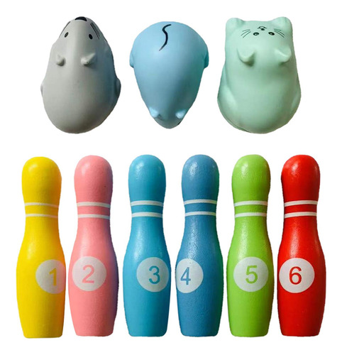 Juego De Bolos De Madera Juguete De Desarrollo Temprano Para