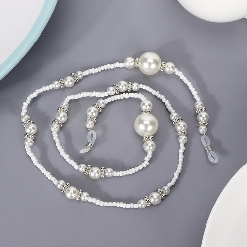 Cadena De Anteojos Elegante Cordón De Perlas Artificiales F