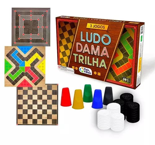 Jogos de Tabuleiro 3 Jogos Ludo / Dama / Trilha Pais e Filhos na