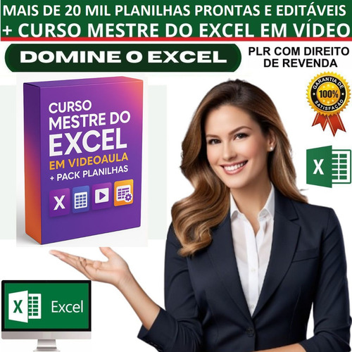 20 Mil Planilhas Excel + Curso Mestre Do Excel Grátis +bônus