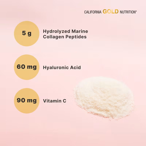 Polvo hidrolizado de colágeno marino Ácido hialurónico Vit C 206g