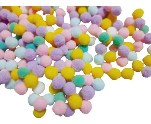 Mini Pompom 10mm Candy Colors 100 Unidades Para Artesanatos