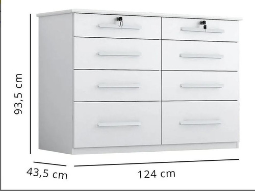 Comoda Monique 8 Gavetas Branco