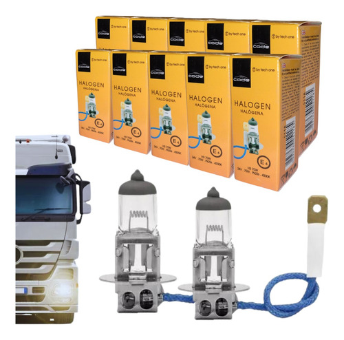 Kit 10 Lampada Halogena H3 4300k 24v 70w Techone Code