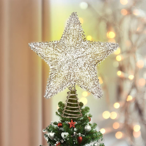 Adorno Arbol Navideño Estrella 5 Puntas Con Luces Led, Roseg