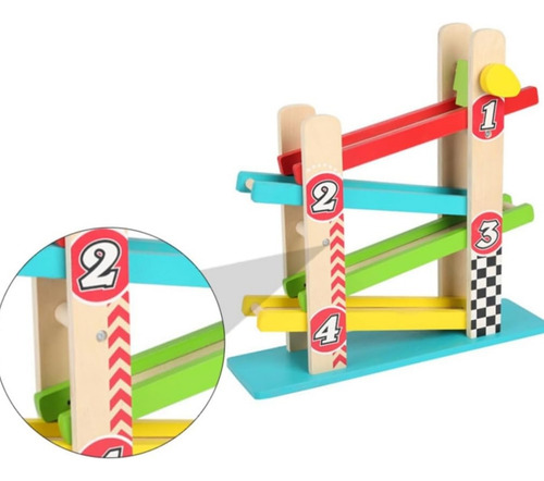 Pista De Madera Con 4 Vehículos. Sparke Create Imagine Multicolor