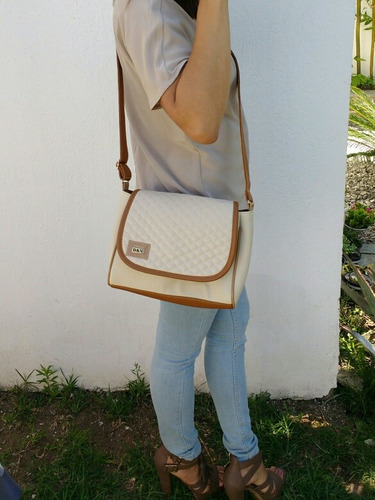 Bolsa Mod.rafaella Color Beige Con Cafe Mediana Combinable