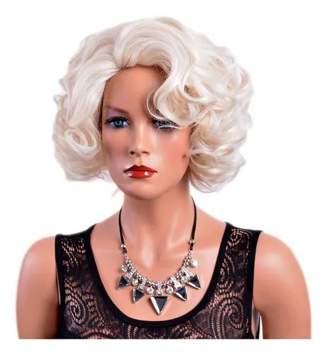 Short Blonde Curly Wigs For Women Big Wavy 80s Flip Wig...